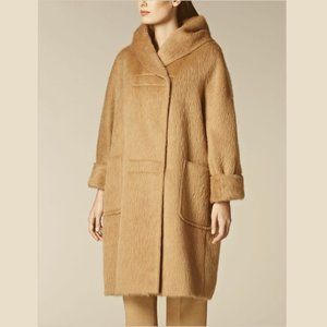 RARE! MAX MARA Hooded Camel Alpaca and Silk Coat, Limited Ed. Size 10